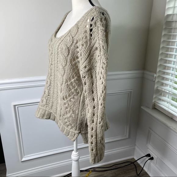 free‎ people mohair wool cable knit fluff chunky open knit sweater size medium - Picture 4 of 5